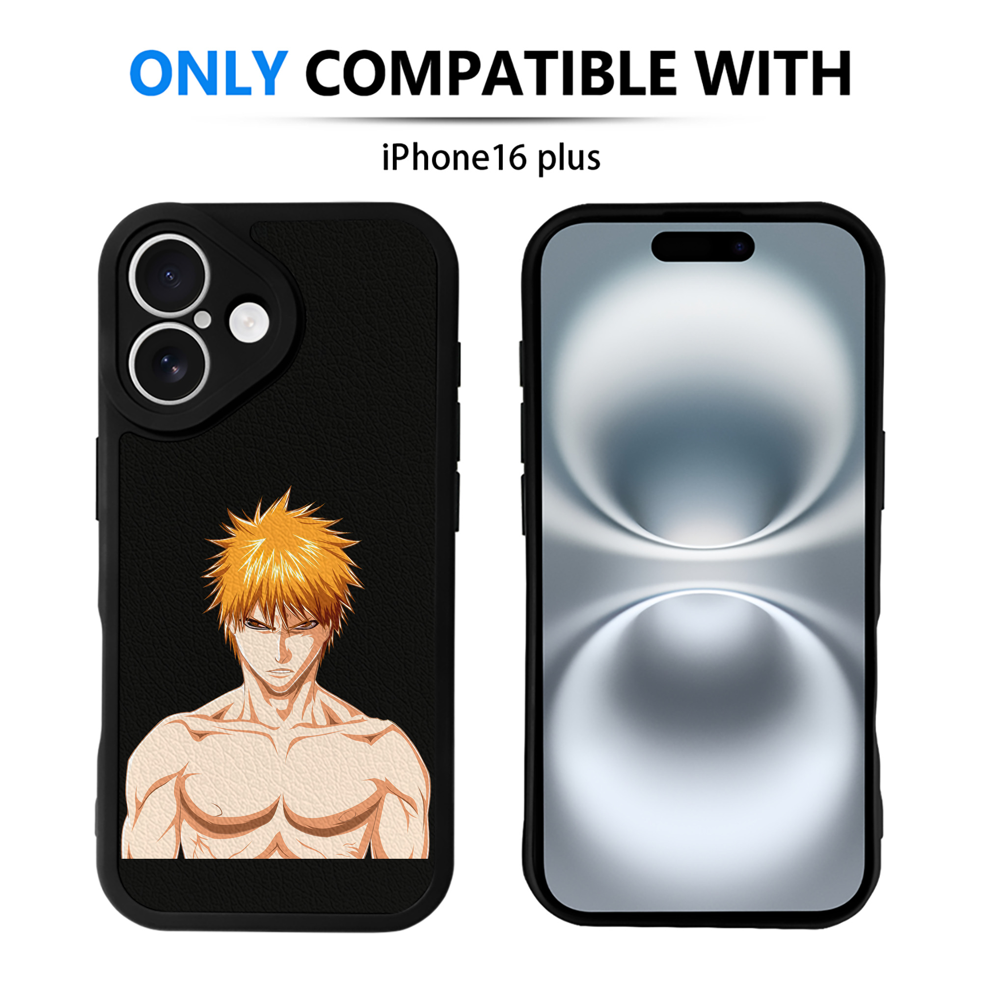 ブリーチ 黒崎一護（くろさき いちご）BLEACH Kurosaki Ichigo 【iPhone 16シリーズ対応】シリコンスマホケース（レザー調） 材質：シリコン